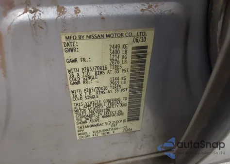 2010 Nissan Xterra S из США, поврежденный, VIN 5N1AN0NW6AC522078